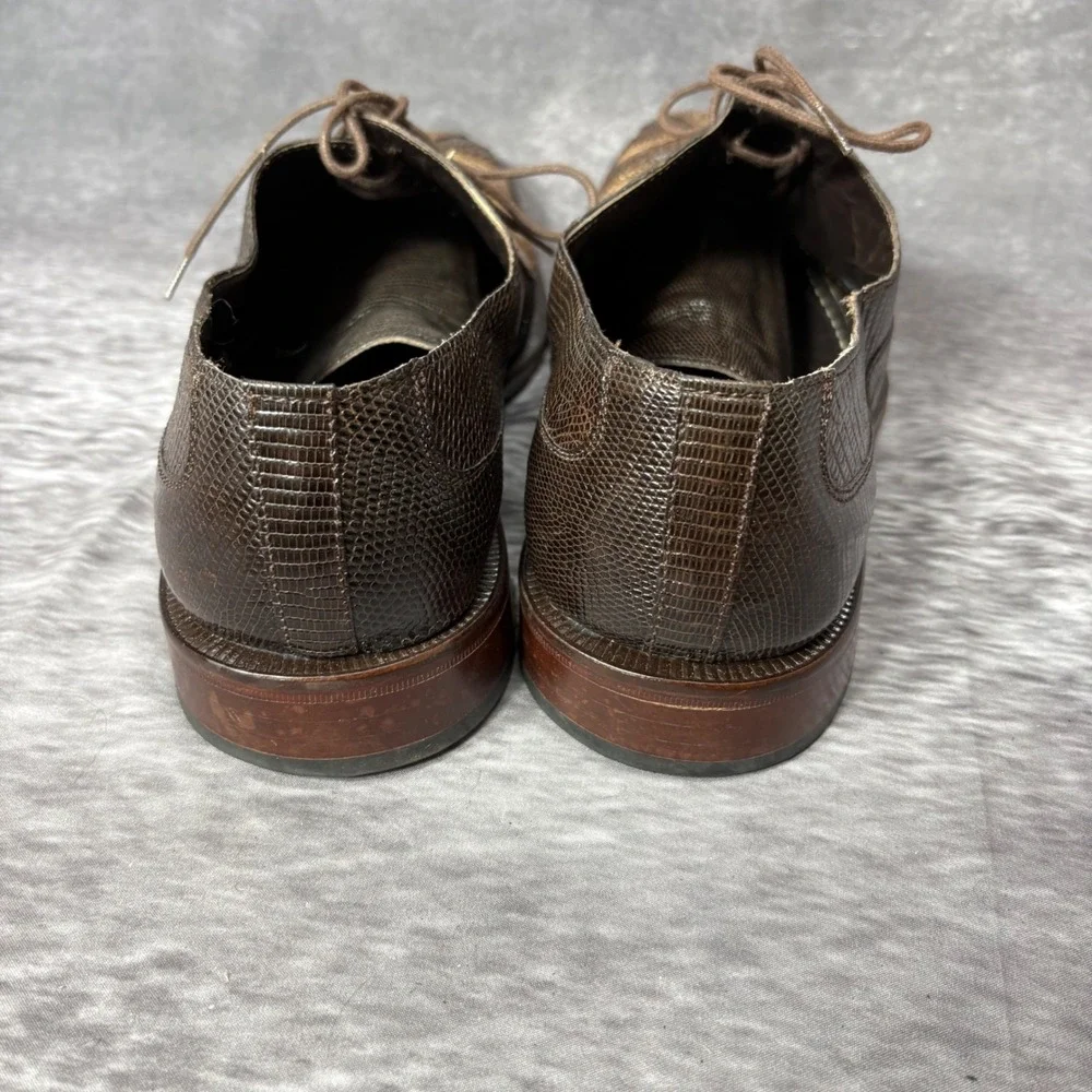 Vintage David Eden Lizard Skin Alligator Patchwork Oxford Dress Shoes Mens 9.5